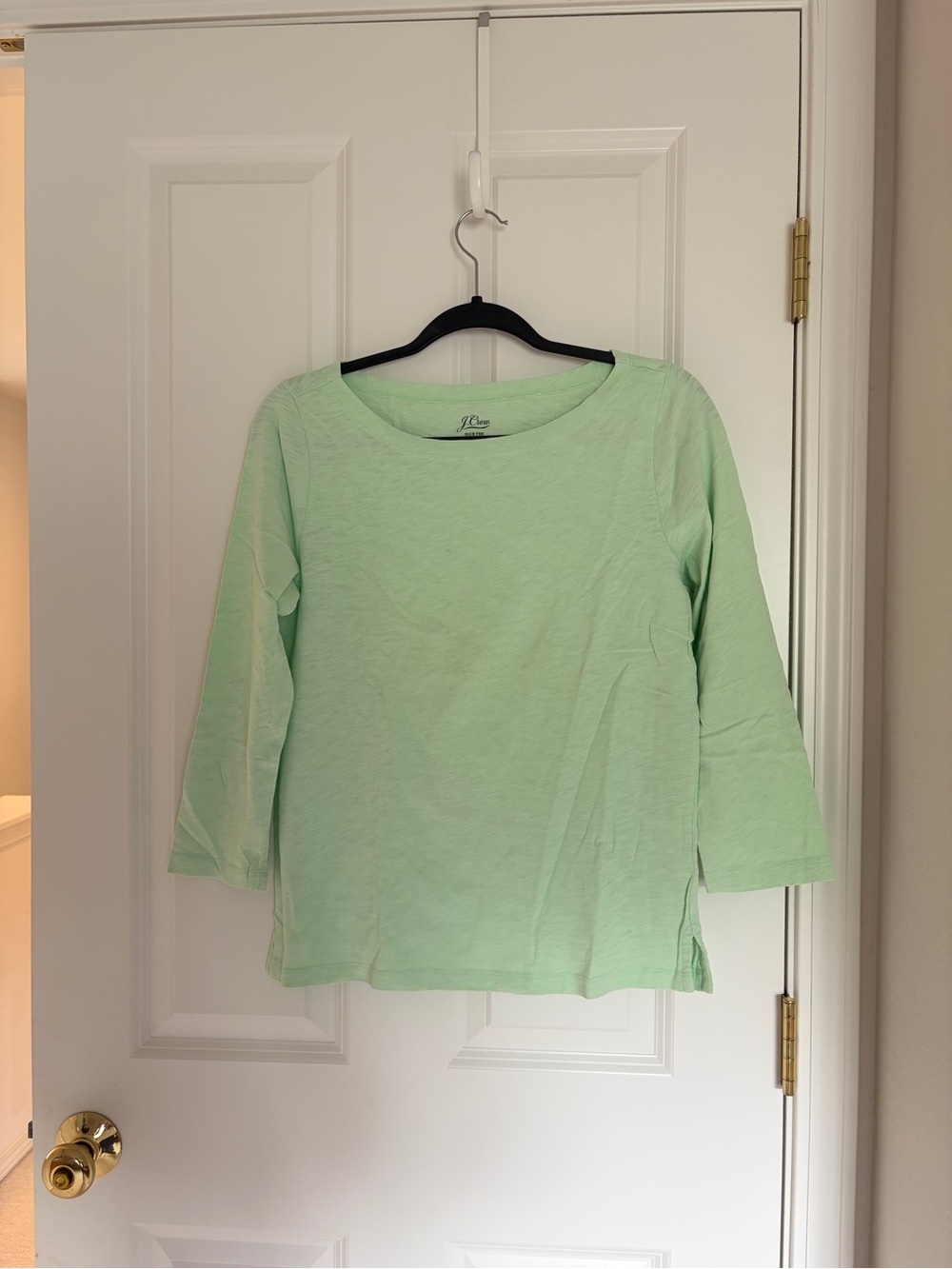 J. Crew Mint Green Long Sleeve Boatneck Top